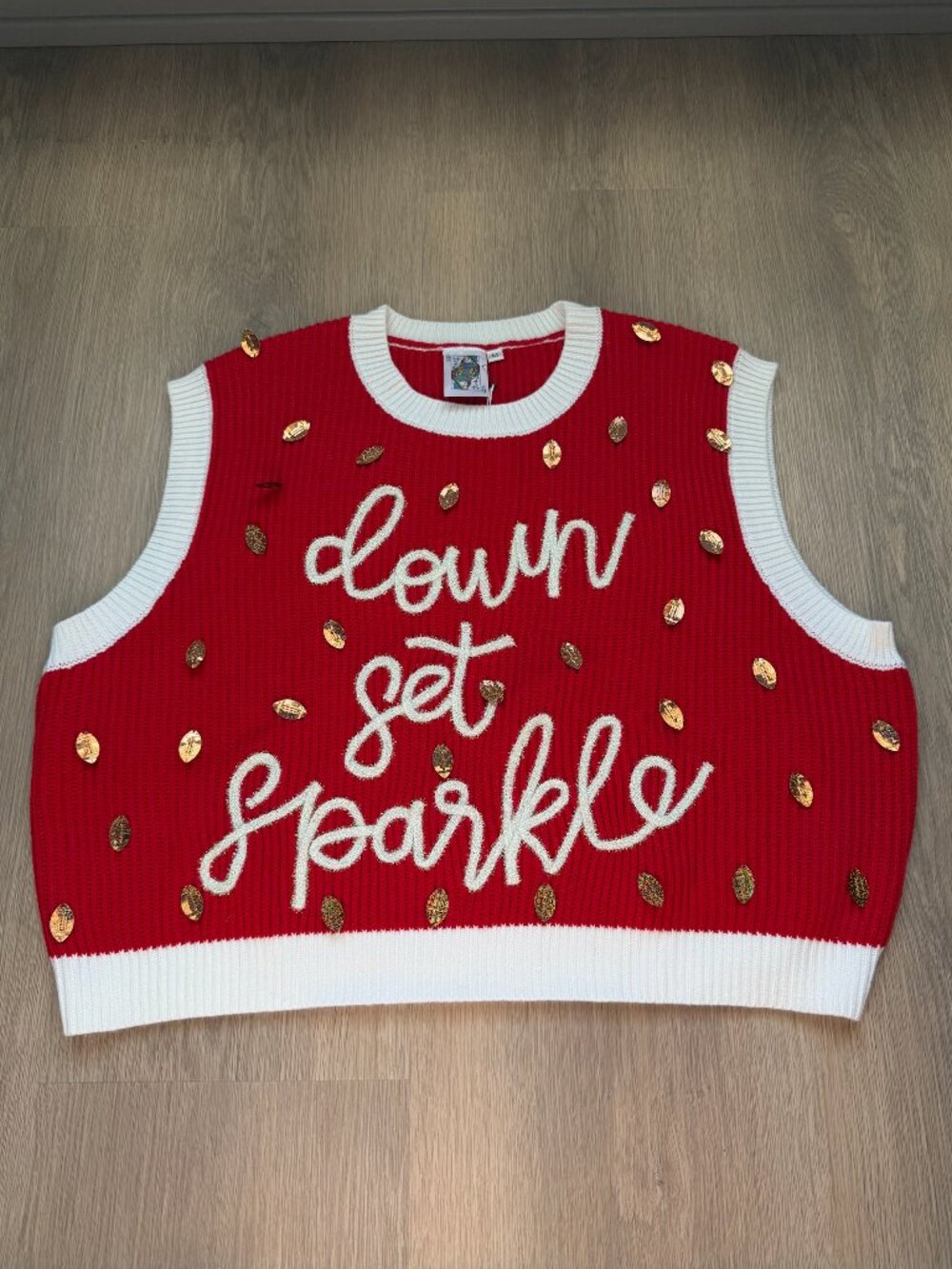 Queen of Sparkles | Gameday Football Sweater Vest Top Shirt size XS | NWOT